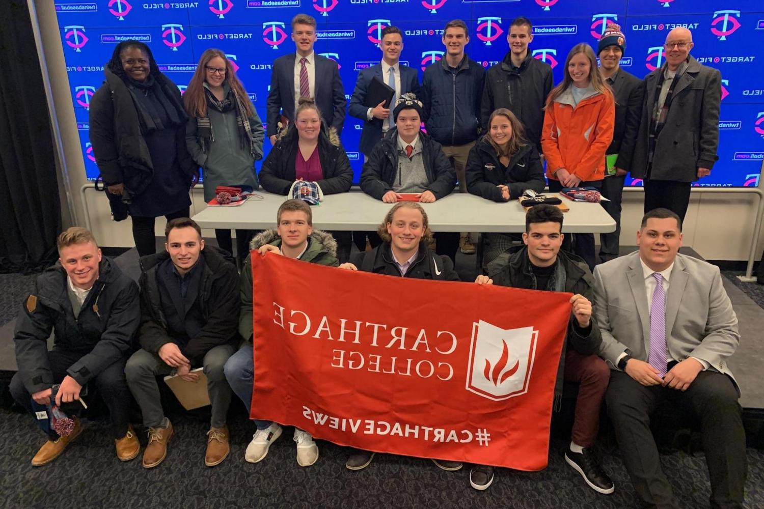 Sports management students at Minnesota Twins' Target Field.